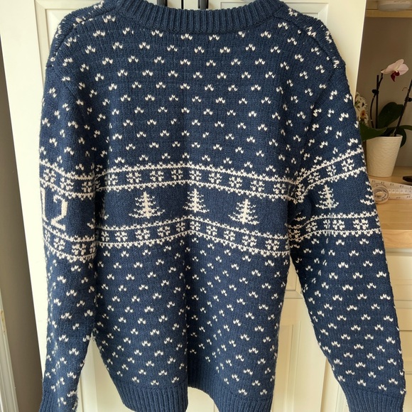 L.L. Bean Men's Wool Logo Sweater Ragg Intarsia Crewneck - Picture 2 of 3